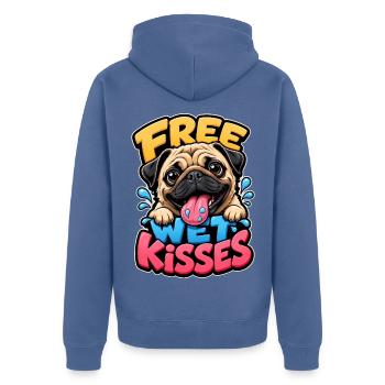 Mops - Unisex Premium Bio Zip Hoodie - Taubenblau - Hinten - Nico (187cm)