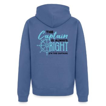 Captain Captain Boat Yacht Anchor Sail Gift - Unisex Premium Organic Zip Hoodie - stone blue - Back - Nico (187cm)