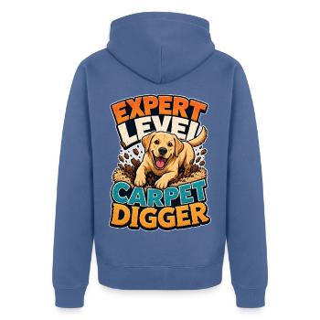 Labrador Retriever - Unisex Premium Bio Zip Hoodie - Taubenblau - Hinten - Nico (187cm)