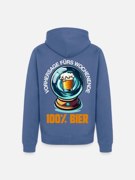 Bierkugel Wochenendvorhersage - Unisex Premium Bio Zip Hoodie - Taubenblau