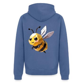 Cute Bee Bumblebee – Nature Design Geometric - Unisex Premium Organic Zip Hoodie - stone blue - Back - Nico (187cm)