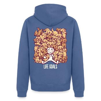 Lebensziele - Golden Labrador Retriever Hunde - Unisex Premium Bio Zip Hoodie - Taubenblau - Hinten - Nico (187cm)