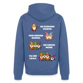 Lustiges Wichtel Glühwein Weihnachtsgeschenk - Unisex Premium Bio Zip Hoodie - Taubenblau - Hinten - Nico (187cm)