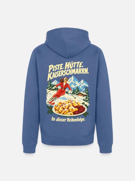 Piste Hütte Kaiserschmarrn Ski - Unisex Premium Bio Zip Hoodie - Taubenblau