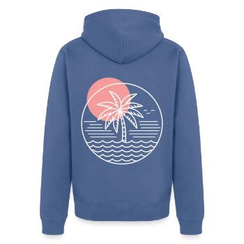 Palm Tree Circle - Unisex Premium Organic Zip Hoodie - stone blue - Back - Nico (187cm)