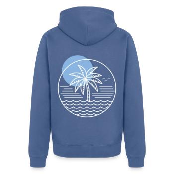 Palm Tree Circle - Unisex Premium Organic Zip Hoodie - stone blue - Back - Nico (187cm)