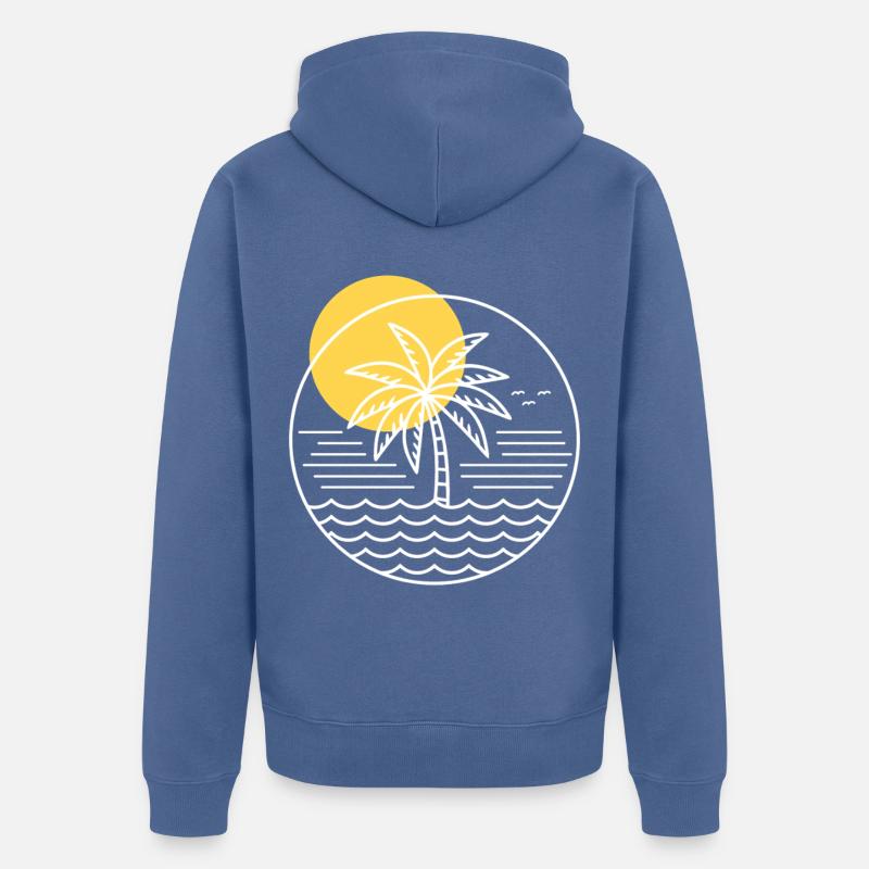 Palm Tree Circle - Unisex Premium Organic Zip Hoodie - stone blue