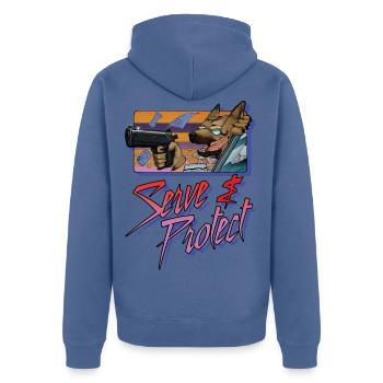 Gun Dog - Servir et protéger - l'inscription - Veste à capuche bio Premium Unisexe - bleu pigeon - Dos - Nico (187cm)