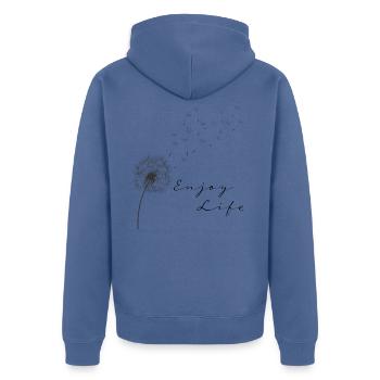 Enjoy Life Pusteblume Löwenzahn Leichtigkeit - Unisex Premium Bio Zip Hoodie - Taubenblau - Hinten - Nico (187cm)