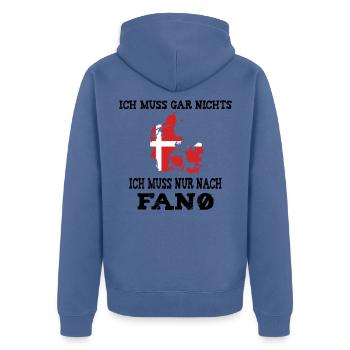 Ich muss nur nach Fanö Dänemark Skandinavien - Unisex Premium Bio Zip Hoodie - Taubenblau - Hinten - Nico (187cm)