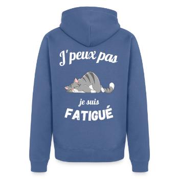 T-shirt j'peux pas je suis fatigué cadeau - Veste à capuche bio Premium Unisexe - bleu pigeon - Dos - Nico (187cm)