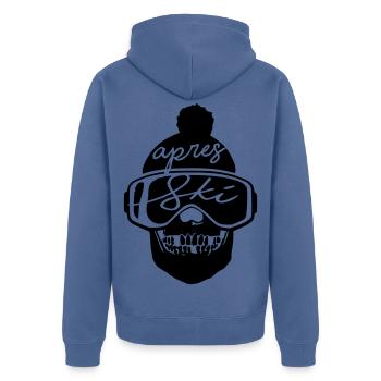 apres ski schnee winterurlaub ski snowboard cool - Unisex Premium Bio Zip Hoodie - Taubenblau - Hinten - Nico (187cm)