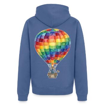 Regenbogen-Heißluftballon - Unisex Premium Bio Zip Hoodie - Taubenblau - Hinten - Nico (187cm)