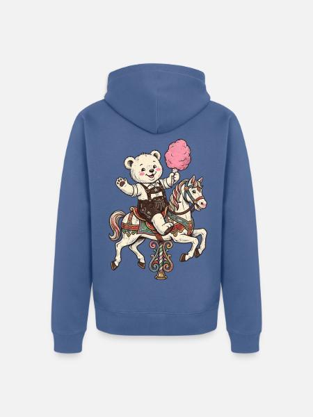 Bayern Teddy Zuckerwatte Karussell - Unisex Premium Bio Zip Hoodie - Taubenblau