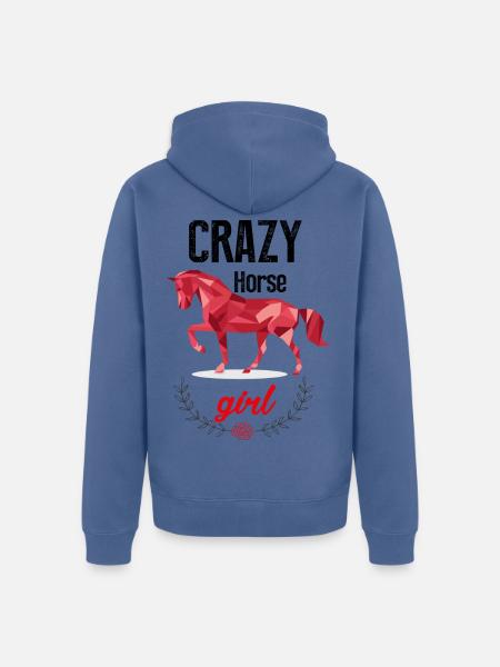 verrücktes Pferdemädchen - Unisex Premium Bio Zip Hoodie - Taubenblau