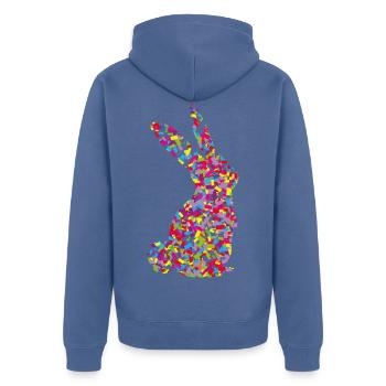 Hase - Unisex Premium Bio Zip Hoodie - Taubenblau - Hinten - Nico (187cm)