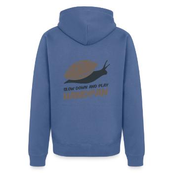 Handpan Hang Snail Music Sound T-Shirt Tea - Unisex Premium Organic Zip Hoodie - stone blue - Back - Nico (187cm)