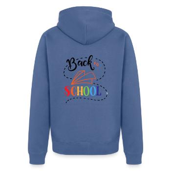Back to school für Jungs und Mädchen - Unisex Premium Bio Zip Hoodie - Taubenblau - Hinten - Nico (187cm)