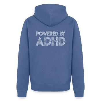 ADHS - Unisex Premium Bio Zip Hoodie - Taubenblau - Hinten - Nico (187cm)