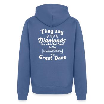 Great dane - Unisex Premium Organic Zip Hoodie - stone blue - Back - Nico (187cm)