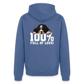 Bernese Mountain dog - Unisex Premium Organic Zip Hoodie - stone blue - Back - Nico (187cm)