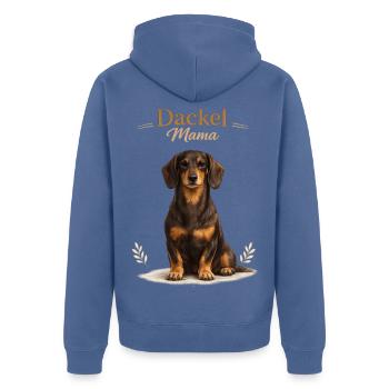 Dackel Mama – Geschenk für stolze Hundemamas - Unisex Premium Bio Zip Hoodie - Taubenblau - Hinten - Nico (187cm)