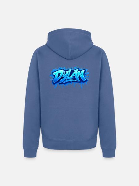 GRAFFITI-NAME DYLAN FÜR PERFEKTES GESCHENK DRUCKBAR - Unisex Premium Bio Zip Hoodie - Taubenblau