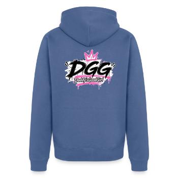 DGG – Daddy’sGoodGirl - Unisex Premium Bio Zip Hoodie - Taubenblau - Hinten - Nico (187cm)