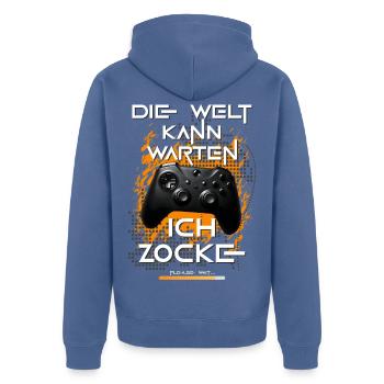 Gamer Zocker Gaming Konsole Videospiele Lustig - Unisex Premium Bio Zip Hoodie - Taubenblau - Hinten - Nico (187cm)