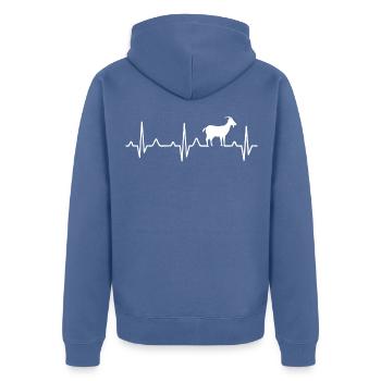 ziegen herzschlag t-shirt ziege - Unisex Premium Bio Zip Hoodie - Taubenblau - Hinten - Nico (187cm)