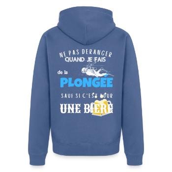 Ne pas déranger plongée sauf pour biere cadeau - Veste à capuche bio Premium Unisexe - bleu pigeon - Dos - Nico (187cm)