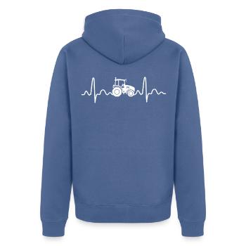 Heartbeat Farmer Farmer Tracteur - Veste à capuche bio Premium Unisexe - bleu pigeon - Dos - Nico (187cm)