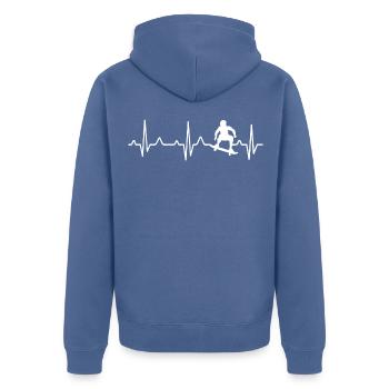 Skater heartbeat skateboard t-shirt skater - Unisex Premium Organic Zip Hoodie - stone blue - Back - Nico (187cm)