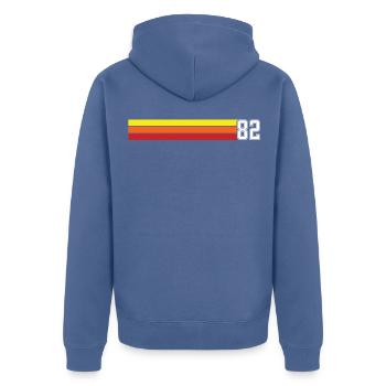 Retro 1982 t-shirt 82 vintage 1982 - Unisex Premium Bio Zip Hoodie - Taubenblau - Hinten - Nico (187cm)