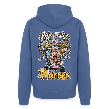Mein erster Plärrer - Unisex Premium Bio Zip Hoodie - Taubenblau - Hinten - Nico (187cm)