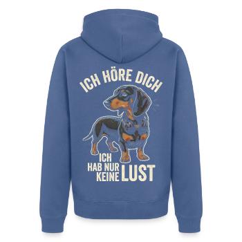 Dackel Ich Höre Dich Habe Nur Keine Lust Hunde - Unisex Premium Bio Zip Hoodie - Taubenblau - Hinten - Nico (187cm)