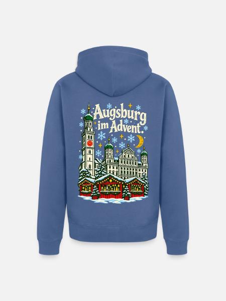 Augsburg im Advent Perlachturm - Unisex Premium Bio Zip Hoodie - Taubenblau