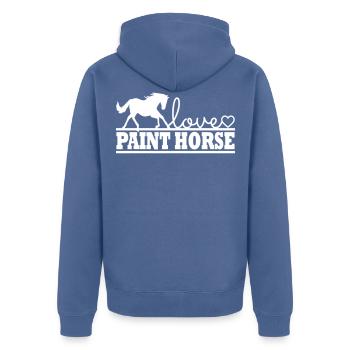 Pferd Paint Horse - Unisex Premium Bio Zip Hoodie - Taubenblau - Hinten - Nico (187cm)