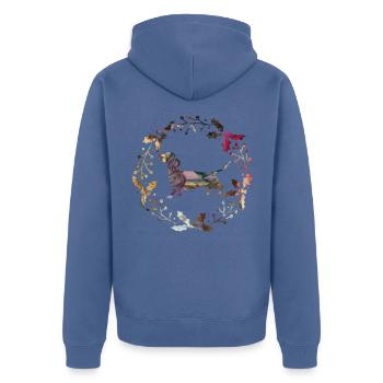 dachshund - Unisex Premium Organic Zip Hoodie - stone blue - Back - Nico (187cm)