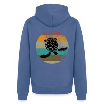 Schildkröte - Unisex Premium Bio Zip Hoodie - Taubenblau - Hinten - Nico (187cm)