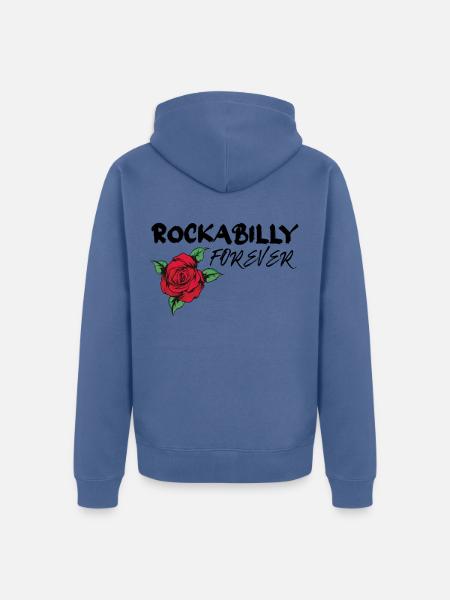 Rockabilly Forever mit Rose Geschenk - Unisex Premium Bio Zip Hoodie - Taubenblau