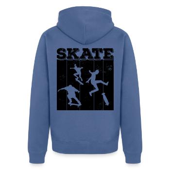Skate, skaten, Skater, Skateboard - Unisex Premium Bio Zip Hoodie - Taubenblau - Hinten - Nico (187cm)