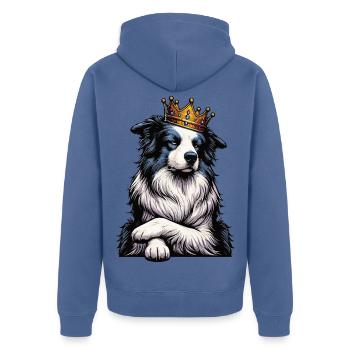 Border Collie Propriétaire Collie Amant de Collie - Veste à capuche bio Premium Unisexe - bleu pigeon - Dos - Nico (187cm)