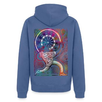 Darter - Veste à capuche bio Premium Unisexe - bleu pigeon - Dos - Nico (187cm)