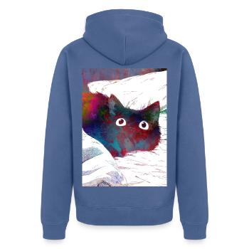 Jagdkatze - Unisex Premium Bio Zip Hoodie - Taubenblau - Hinten - Nico (187cm)