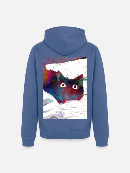 Jagdkatze - Unisex Premium Bio Zip Hoodie - Taubenblau