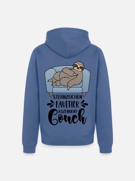 Sternzeichen Faultier Aszendent Couch Lustige - Unisex Premium Bio Zip Hoodie - Taubenblau