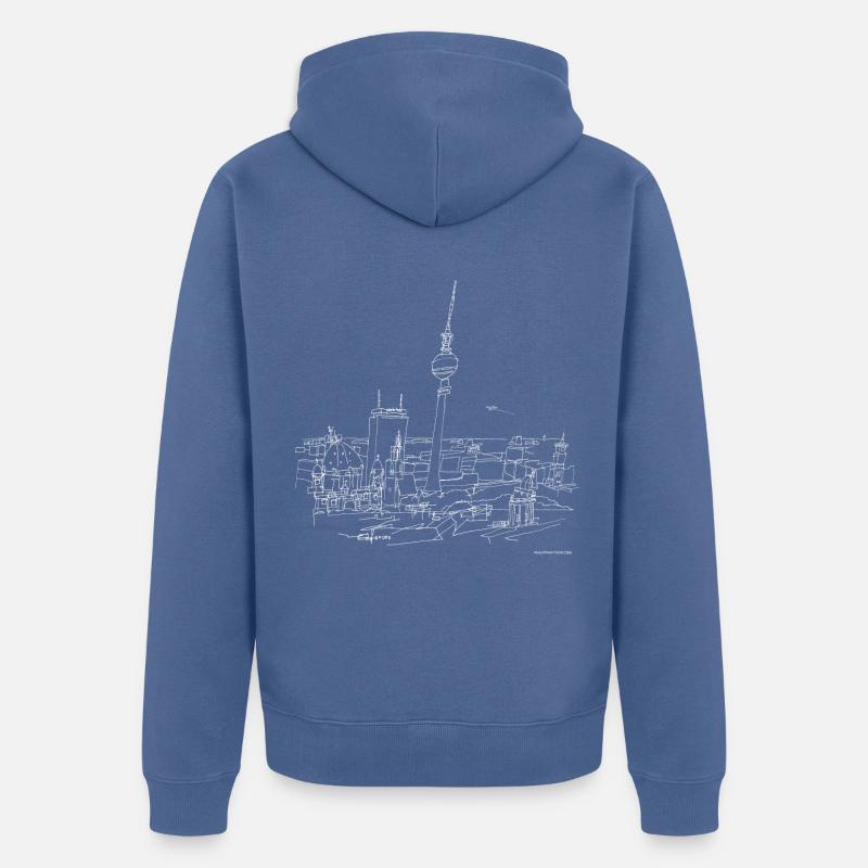 Dessin de Berlin - Veste à capuche bio Premium Unisexe - bleu pigeon