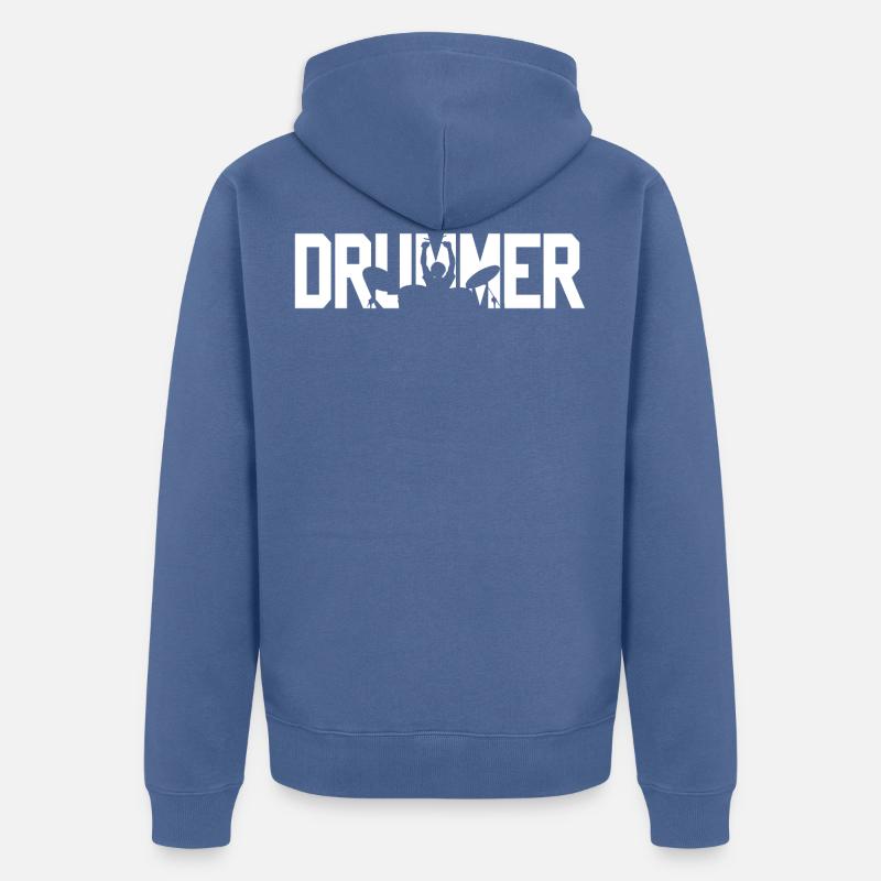 Batteur Drummer Shirt Design - Veste à capuche bio Premium Unisexe - bleu pigeon