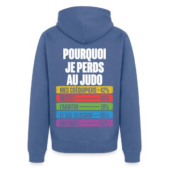 Funny Reasons to Lose Humor Judo Coach - Unisex Premium Organic Zip Hoodie - stone blue - Back - Nico (187cm)